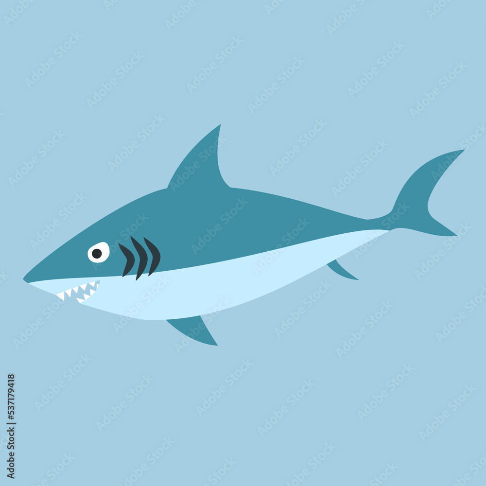 Shark, isolated element on white background, vector illustration Shark, isolated element on white background, vector illustration