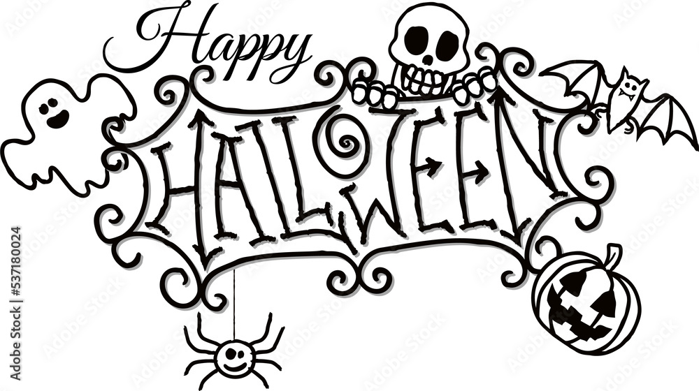 Happy Halloween Spooky Cartoon Sign Design