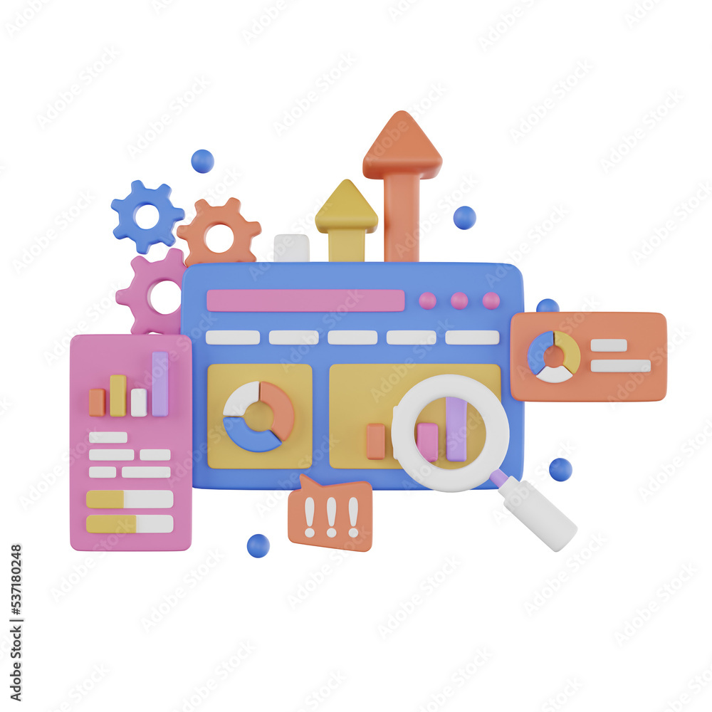 Fototapeta premium Analysis Data Digital Marketing 3D Illustration