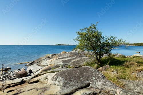 Rocky seashore at Jungfruskär, Archipelago National Park, Finland.
