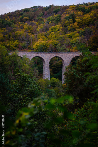A train viaduct in Žampach in central Bohemia in Czechia during Autumn. photo