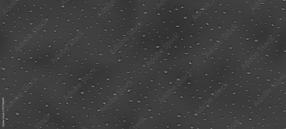 Realistic water drop seamless pattern on dark grey background ...