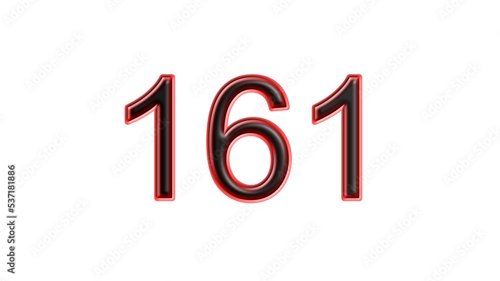 red 161 number 3d effect white background red 161 number 3d effect white background