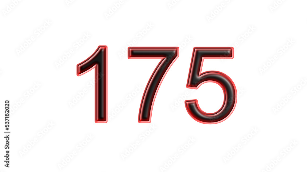 red 175 number 3d effect white background red 175 number 3d effect white background