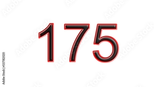 red 175 number 3d effect white background