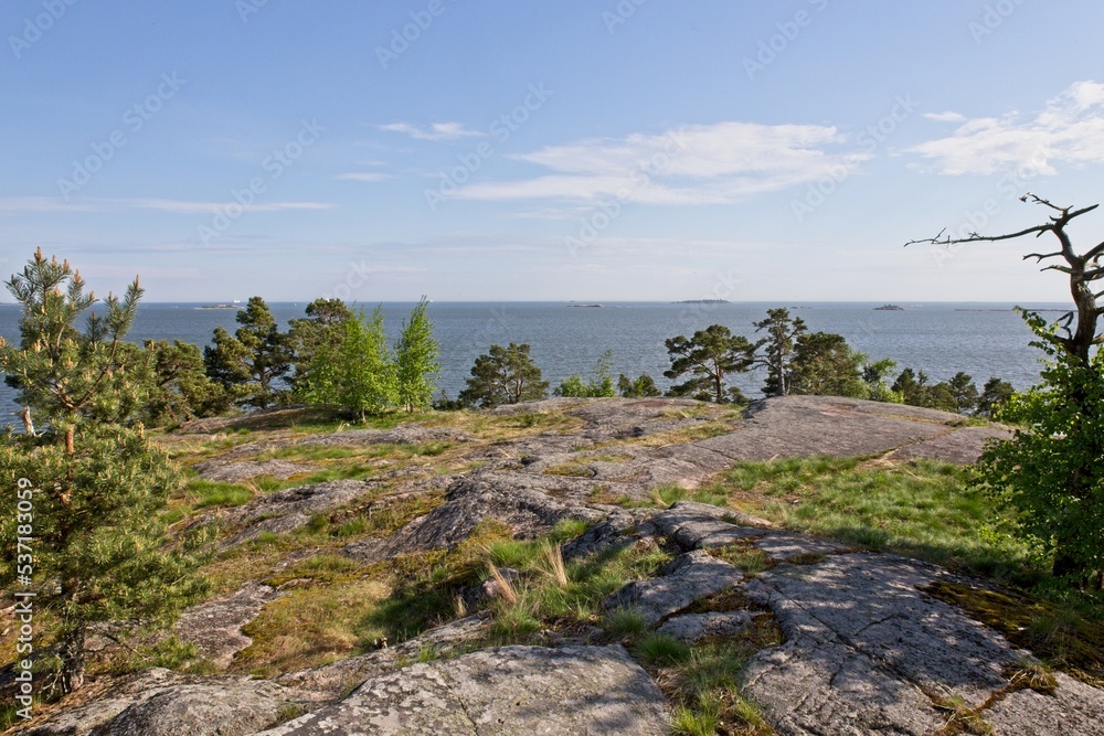 View of rocky seashore on the island of Kaparen, Espoo, Finland. View of rocky seashore on the island of Kaparen, Espoo, Finland.