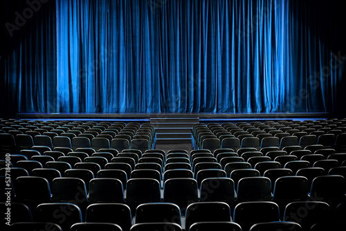 Darkened empty movie theatre and stage