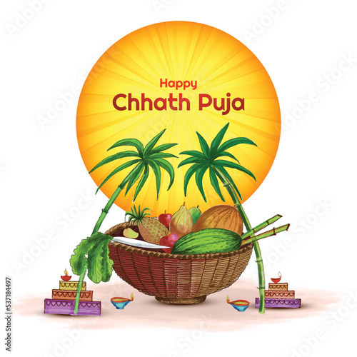 Beautiful happy chhath puja festival card background photo