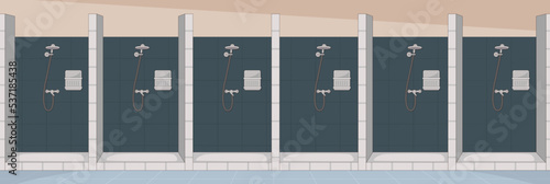 Cute and nice design of shower room with furniture and interior objects vector design