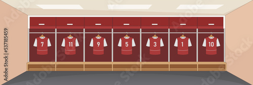 Cute and nice design of Soccer dressing room and interior objects vector design