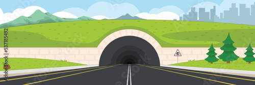 Cute and nice design of Tunnel with furniture and interior objects vector design