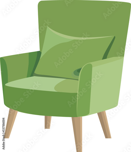 Green armchair isolated on white. Vector illustration