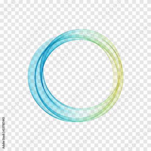 Blue, green circle. Transparent abstract lines in a circle. Banner design.