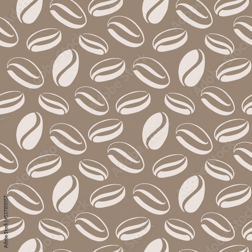 Seamless pattern with calligraphic coffee beans. Hand drawn vector illustration.