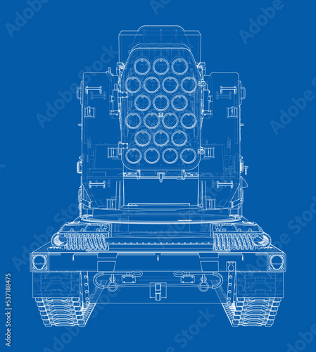 Military track missle system. Vector