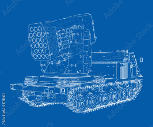 Military track missle system. Vector