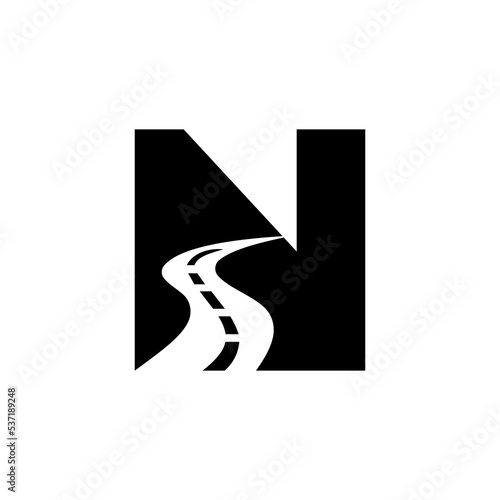 Initial Letter N Road Logo For Travel And Transportation Sign Vector Template
