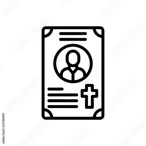 Black line icon for obituaries