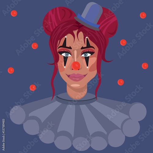 Halloween girl in clown costume