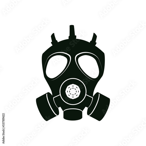 Respirator gas mask or chemical protection mask. Simple icon of safety and rescue in air pollution, epidemic, fire
