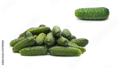 Fresh green cucomber isolated on white background.