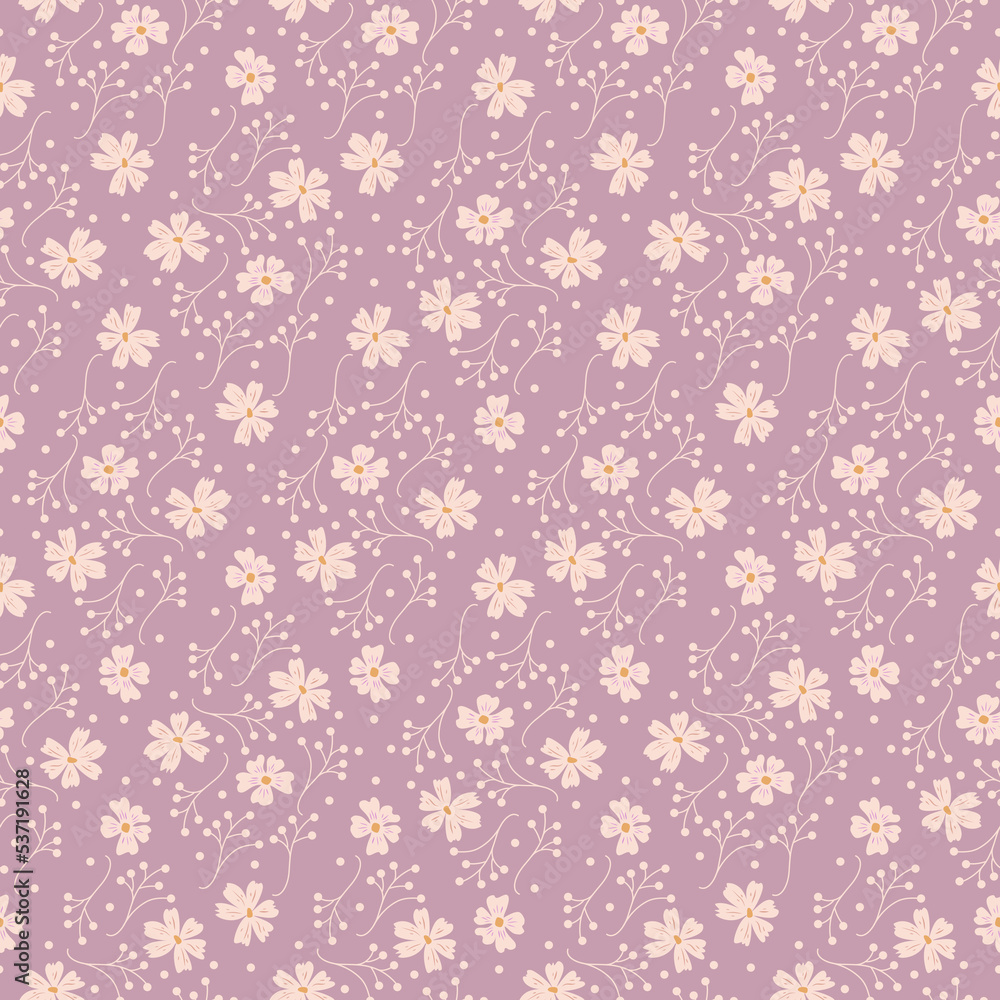 Seamless pattern. Vector floral design with cute wildflowers. Romantic abstract background. Seamless pattern. Vector floral design with cute wildflowers. Romantic abstract background.