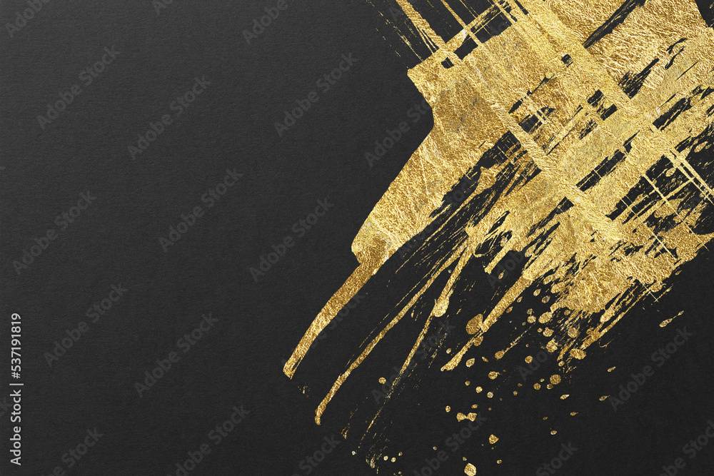 高級感のある黒と金箔の和風グランジアート背景 foto de Stock | Adobe Stock