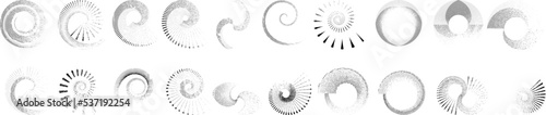 Grunge lines in Circle Form . Spiral Vector Illustration .Textured round Logo . Design element . Abstract Geometric circular shapes .Rotating grunge radial line. Concentric circles