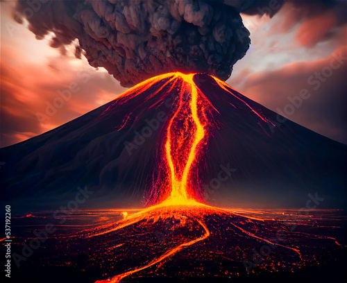 Fotobehang Erupting volcano