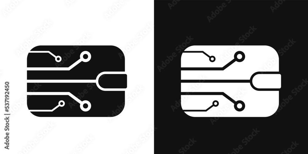 Mobile digital wallet logo on black and white background Mobile digital wallet logo on black and white background