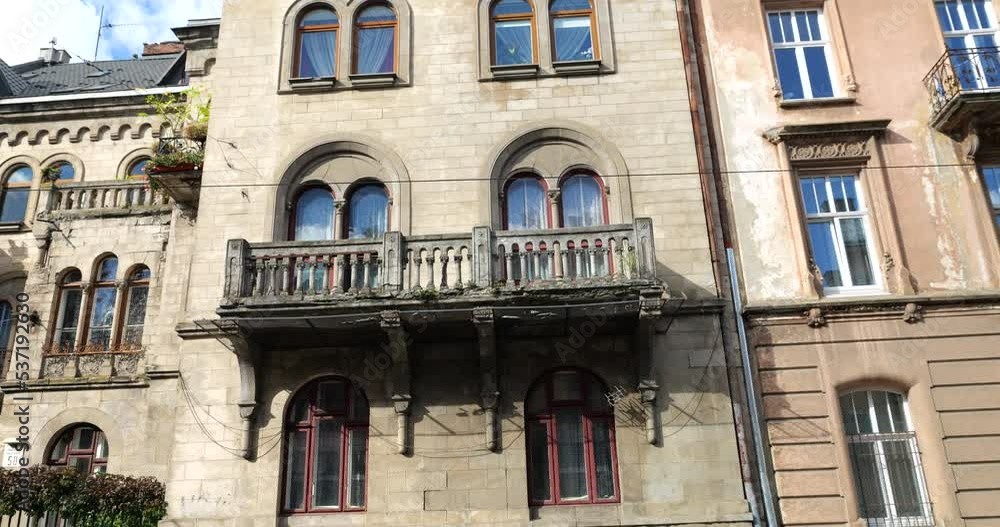 Architecture of an old European city. Shooting the facade of the building. Architecture of an old European city. Shooting the facade of the building.