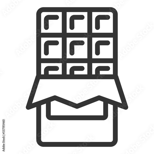Open wrapped chocolate bar - icon, illustration on white background, outline style
