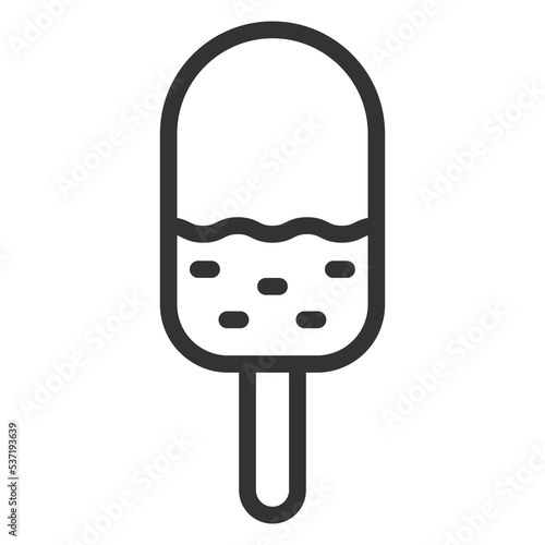 Chocolate ice cream on a stick - icon, illustration on white background, outline style