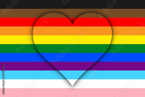 Bandera arcoíris 11 colores con corazón