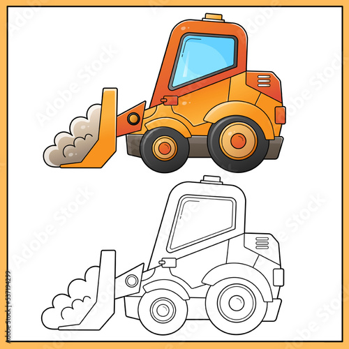 Coloring Page Outline Of cartoon bulldozer. Construction vehicles. Coloring book for kids.