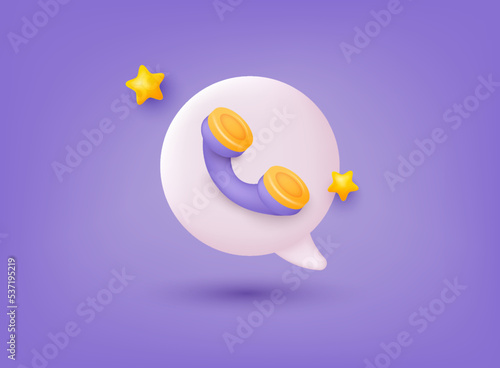 Call center icon.  Talking with service call support hotline. 3D Web Vector Illustrations.