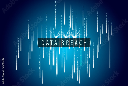 data breach on blue background