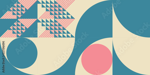 Modern abstract geometric  vector seamless pattern with simple elements and shapes like circle, square and triangle. Graphic pastel colored minimalist background.