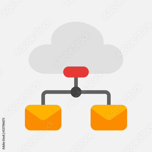 Cloud server icon in flat style about email, use for website mobile app presentation