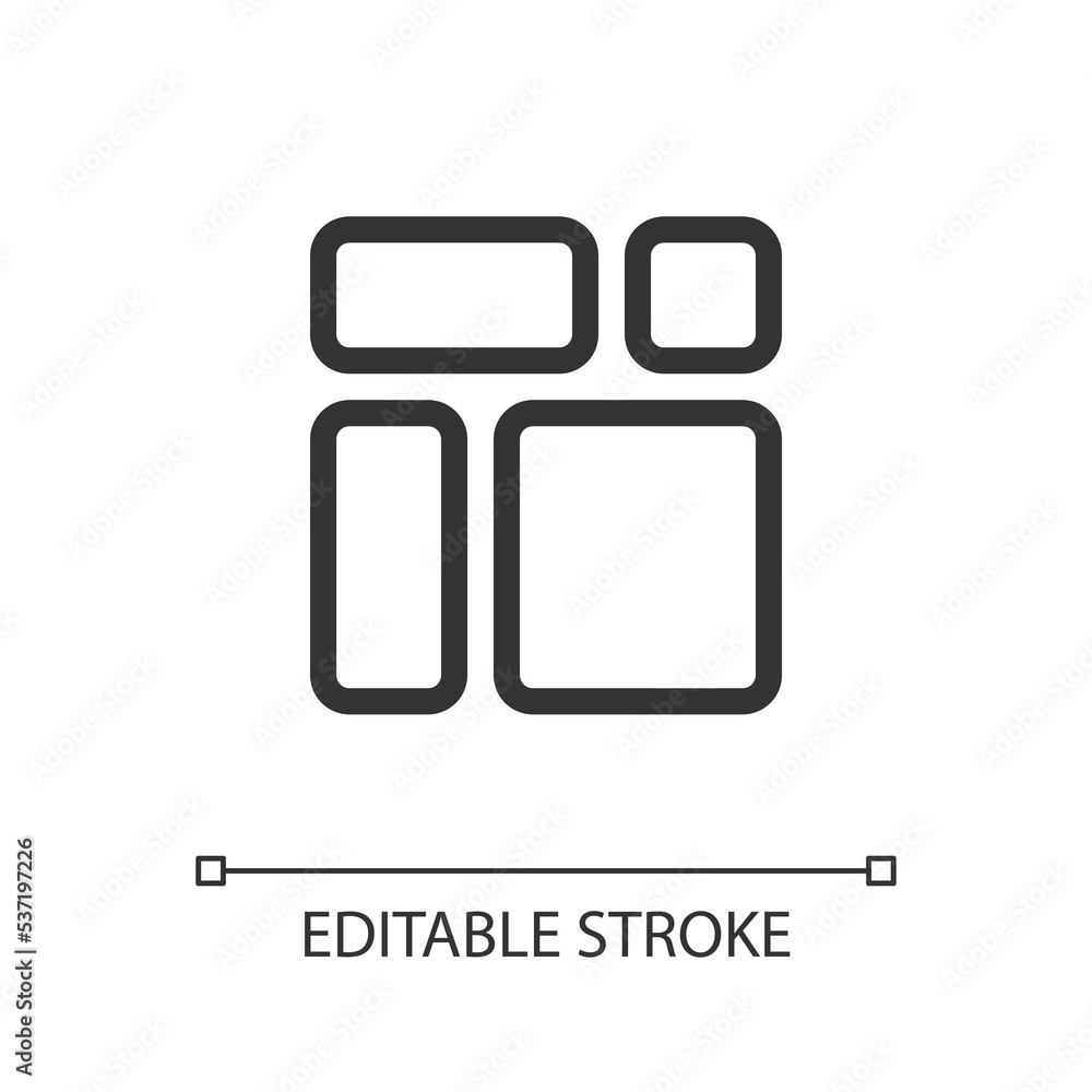 Content blocks pixel perfect linear ui icon. Webpage elements ...