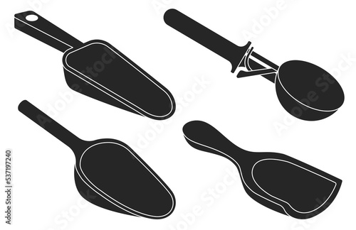 Scoop isolated black set icon. Vector illustration measuring serving on white background.Black set icon scoop .