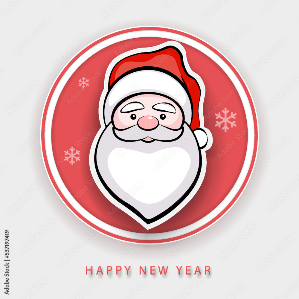 Round sign with outline of Santa Claus in a hat, design component Round sign with outline of Santa Claus in a hat, design component