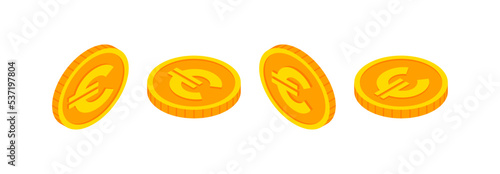 Isometric gold coins set with euro sign. 3d Cash, Euro currency, Game coin, banking or casino money symbol for web, apps, design. European currency exchange icon vector icon