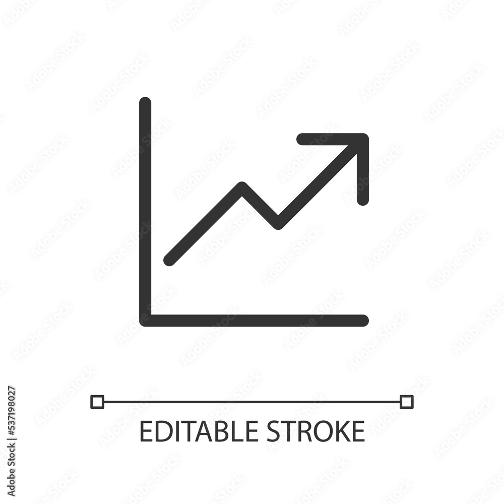 Growth pixel perfect linear ui icon. Business analytics. Improvement and development. GUI, UX design. Outline isolated user interface element for app and web. Editable stroke. Arial font used Growth pixel perfect linear ui icon. Business analytics. Improvement and development. GUI, UX design. Outline isolated user interface element for app and web. Editable stroke. Arial font used