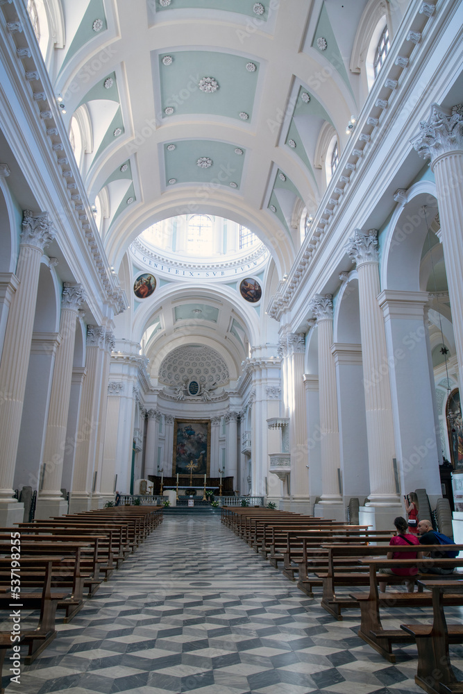 Urbino, (PU), Italy - August 10, 2022: Santa Maria Assunta Cathedral inside in Urbino town, Pesaro Urbino, Marche, Italy, Europe