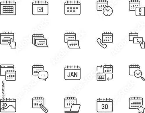 Calendar. Time management. Deadline, Planning and Priorities. Vector Line Icons Set. Editable Stroke. 48x48 Pixel Perfect. photo