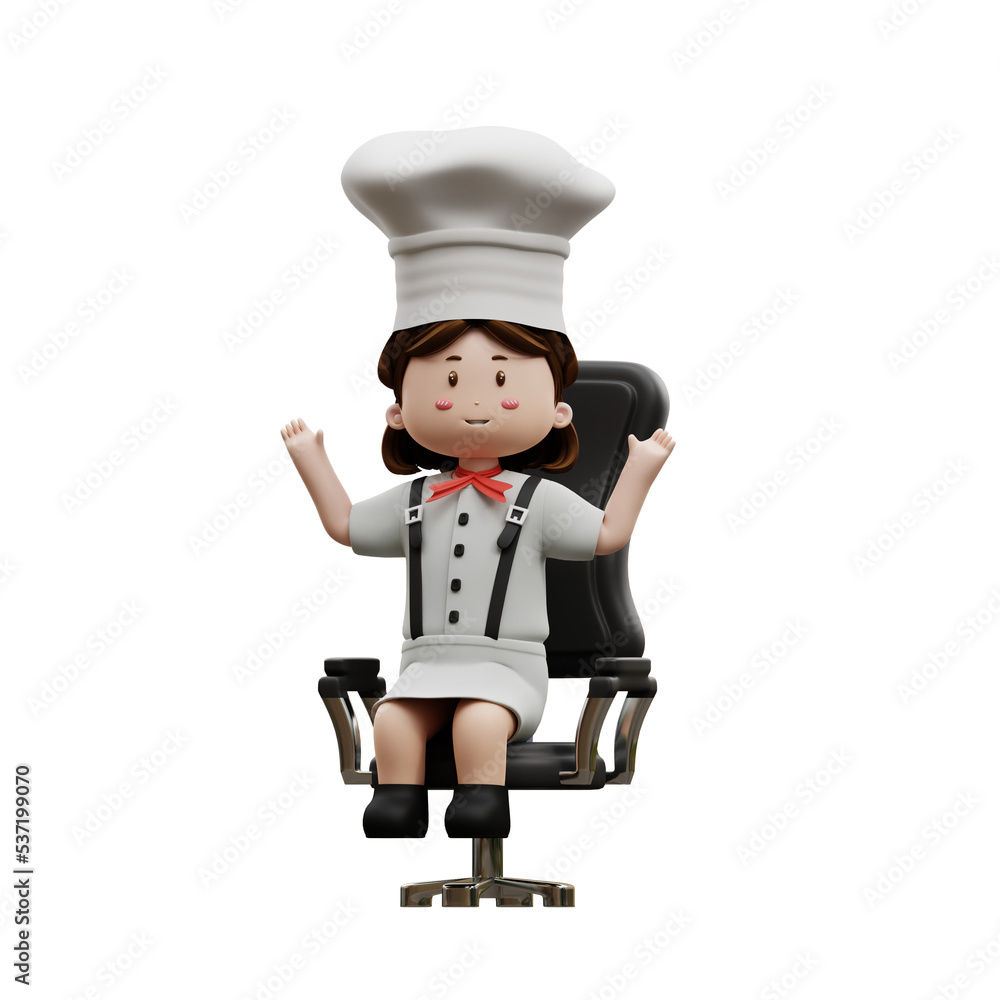 3d rendering female chef sitting on a chair
3d rendering female chef sitting on a chair