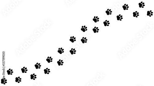 Cat Footprints Vector or Cat Track Vector Isolated on White Background. Vector image of cat tracks or cat footprints. Perfect for icons or design elements related to cat animals or cat life.
