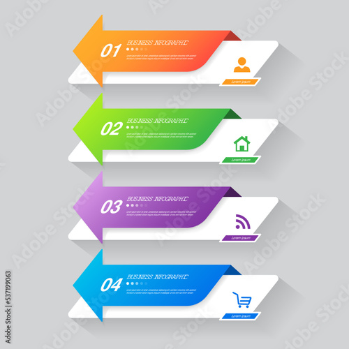 Four steps business infographics template vector. 