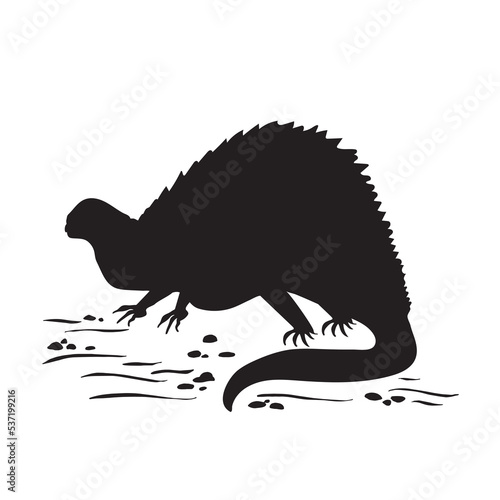 Dinosaur silhouette. Dinosaurs and Jurassic dino monsters icons. Vector silhouette of triceratops or T-rex, brontosaurus and stegosaurus, ceratosaurus and parasaurolophus reptile